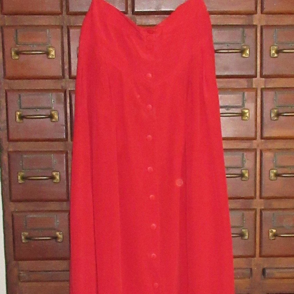 Medium Red Silk STRADA Skirt